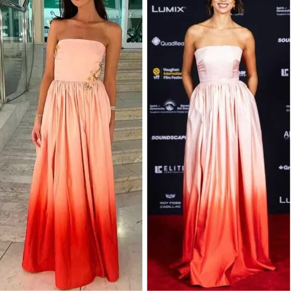 SAU LEE Revolve Teigen Gown Maxi Dress Sz00 Blush Red Ombre Event Party Cocktail - Picture 1 of 16